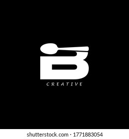 Spoon concept simple flat B letter logo design. Vector EPS 10