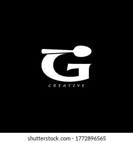 Spoon concept simple flat G letter logo design. Vector EPS 10