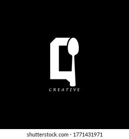 Spoon concept simple flat K letter logo design. Vector EPS 10