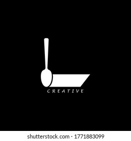 Spoon concept simple flat L letter logo design. Vector EPS 10