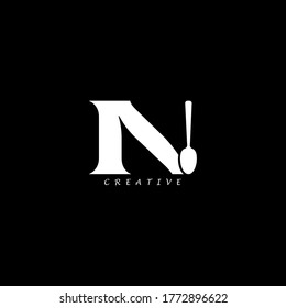 Spoon concept simple flat N letter logo design. Vector EPS 10