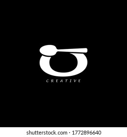 Spoon concept simple flat O letter logo design. Vector EPS 10