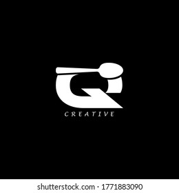 Spoon concept simple flat Q letter logo design. Vector EPS 10
