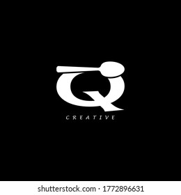 Spoon concept simple flat Q letter logo design. Vector EPS 10