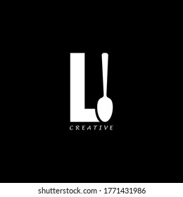 Spoon concept simple flat U letter logo design. Vector EPS 10