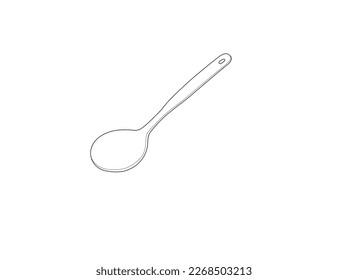 Cuchara con el símbolo de contenido. Cuchara de té con azúcar, sal, harina u otro ingrediente vista lateral.Conjunto de tenedor, cuchillo y cuchara aislados en blanco. Ilustración vectorial. Listo para tu diseño.