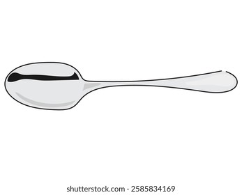 Spoon in continuous line drawing on white background.