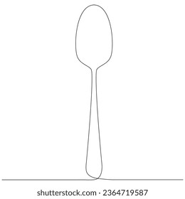 Spoon continuous line drawn. Kitchen utensil symbol. Vector illustration isolated on white.