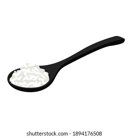 spoon of cooked rice on white