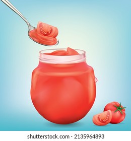 Spoon the cream in a jar made from tomatoes.