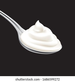 

Spoon of cream on black background