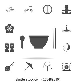 Spoon, cup, sticks icon. Set of Chinese culture icons. Web Icons Premium quality graphic design. Signs and symbols collection, simple icons for websites, web design, mobile app on white background