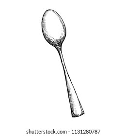 spoon cutlery. drawing is isolated. on white background sketch.