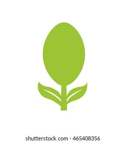 spoon cutlery leaf product green food healthy icon. Isolated and flat illustration. Vector graphic