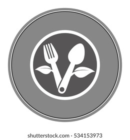 spoon cutlery with leafs isolated icon