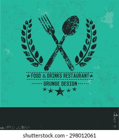 Spoon design on green background,grunge vector