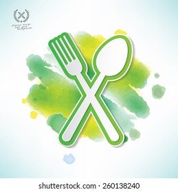 Spoon design,water colour design,clean vector