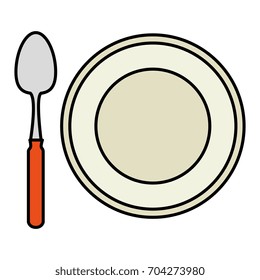 spoon and dish cutlery isolated icon