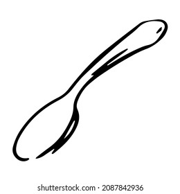 Spoon in doodle style. Isolated vector.