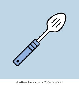 Spoon for draining vector isolated icon. Kitchen appliances. Graph symbol for cooking web site design, logo, app, UI