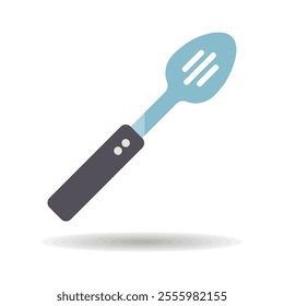 Spoon for draining vector isolated icon. Kitchen appliances. Graph symbol for cooking web site design, logo, app, UI