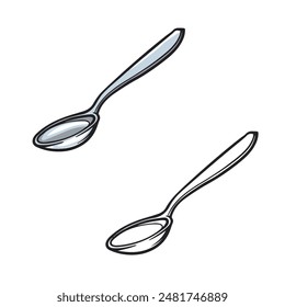 spoon drawing with line art style. Simple design outline style. Easy to edit. Isolated on white background. Vector illustration