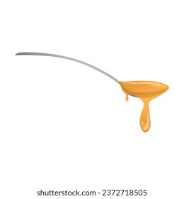 Spoon with dripping sweet honey on white background