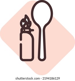 Spoon for drugs, illustration, vector on a white background.