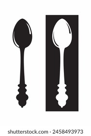 spoon eating silhouette vector illustration