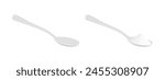 Spoon empty and full with with salt, sugar or sweetener. Teaspoon with powder isolated on white background. Cooking ingredients. Making tea or coffee concept. Vector flat illustration.
