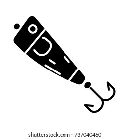 spoon fishing - Bait for fish icon, vector illustration, black sign on isolated background