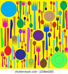 spoon folk dish knife from illustrator for background