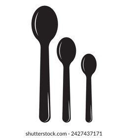 spoon for food and eating food silhouette isolated on white background. Spoon icon logo vector.