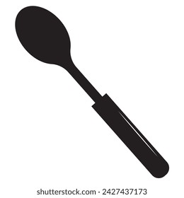 spoon for food and eating food silhouette isolated on white background. Spoon icon logo vector.
