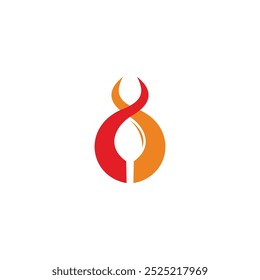 spoon food warm colorful linked logo vector 