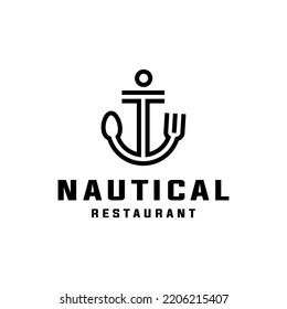 Spoon and fork anchor symbol logo design