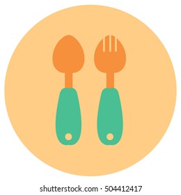 Spoon and fork for baby icon in trendy flat style isolated on grey background. Baby symbol for your design, logo, UI. Vector illustration, EPS10.