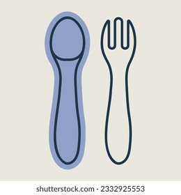 Löffel und Gabel für Baby einzelne Vektorsymbol. Graph Symbol für Kinder und Neugeborene Website und Design von Apps, Logo, App, UI