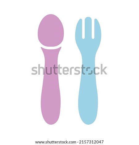 Spoon and fork for baby vector glyph icon. Graph symbol for children and newborn babies web site and apps design, logo, app, UI