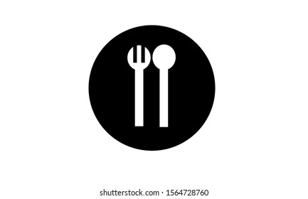 spoon and fork in black circle for the restaurant logo