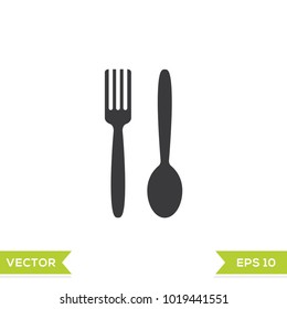 spoon and fork black web icon flat on white background vector template illustration 