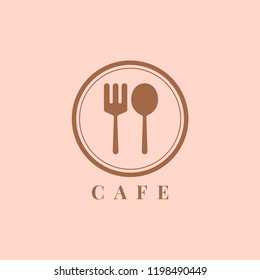 Spoon and fork cafe icon vector