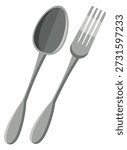 Spoon and fork cartoon icon. Cutlery color symbol