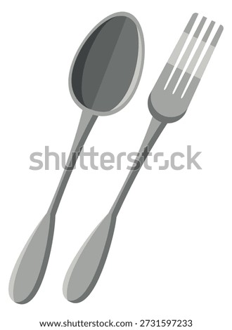 Spoon and fork cartoon icon. Cutlery color symbol