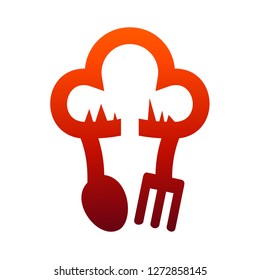 spoon and fork in chef's hat logo