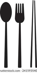 Spoon, Fork, and Chopsticks Vector Illustration