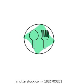 spoon and fork in a circle for the restaurant symbol