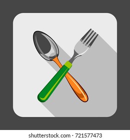 Spoon fork concept background. Cartoon illustration of spoon fork vector concept background for web design