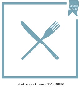 Spoon and fork. Cooking symbol.
