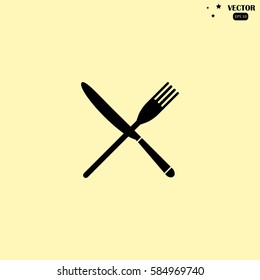 Spoon and fork. Cooking symbol.